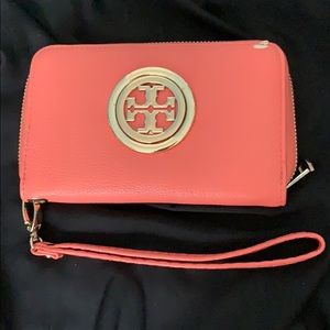 Tory Burch Peach Wristlet